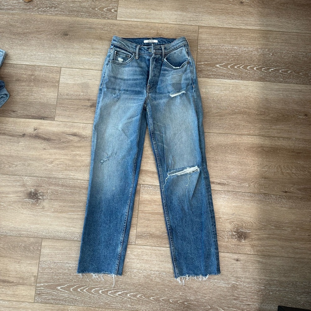GRLFRND Women's Blue Distressed Jeans